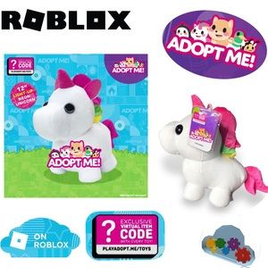 ROBLOX Adopt Me! 12" LED Light-Up Neon Stuffed Plush Unicorn Figure Virtual Code